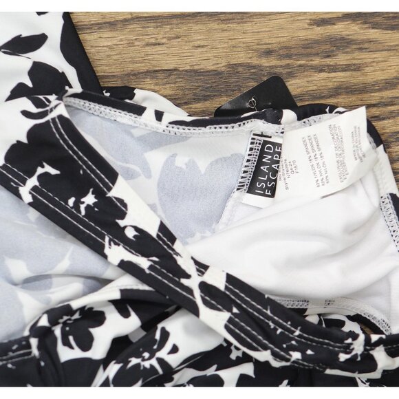 Island Escape Magnolia Underwire Swimdress One Piece Swimsuit Black / White 6 - Picture 4 of 6